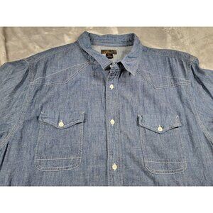 Helix Western Blue Button‎ up Denim Short Sleeve Shirt Men's size 2XL